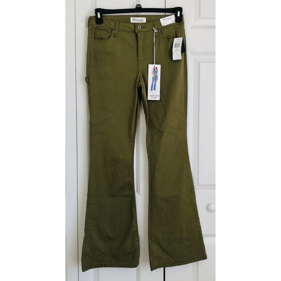 RE GENERATION WOMEN'S JEANS CARPENTER FLARE MID RISE GREEN DEMIN SIZE 7/28  172 - Picture 5 of 11